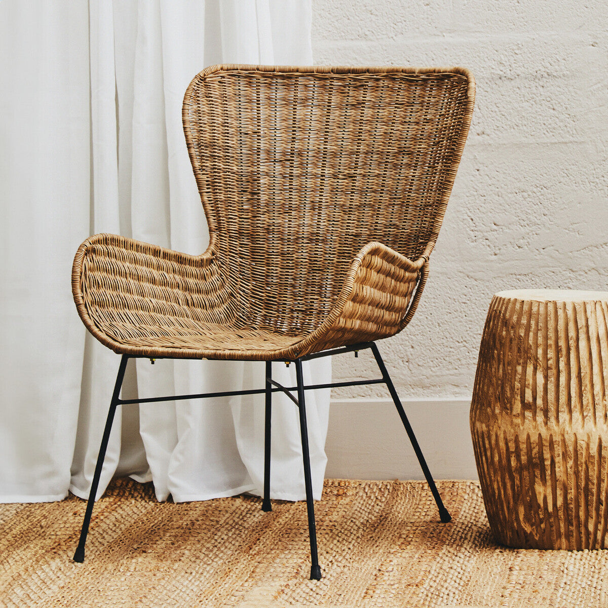 Curved Design Natural Rattan Chair