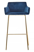 Blue Velvet Low Back Bar Chair