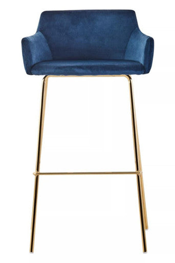 Blue Velvet Low Back Bar Chair