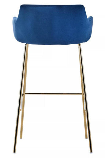 Blue Velvet Low Back Bar Chair