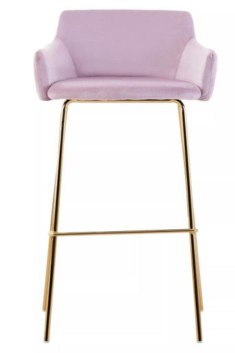 Pink Velvet Low Back Bar Chair