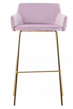 Pink Velvet Low Back Bar Chair