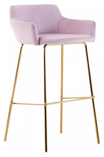 Pink Velvet Low Back Bar Chair