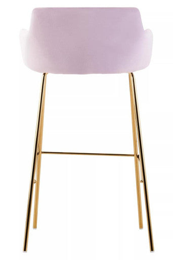 Pink Velvet Low Back Bar Chair