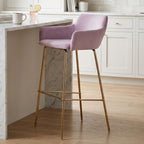 Pink Velvet Low Back Bar Chair