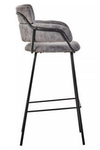 Grey Faux Leather Bar Chair with Cut-Out Back