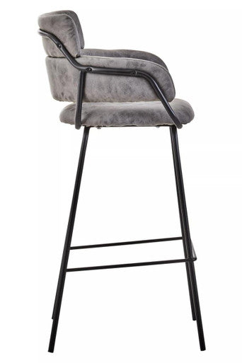 Grey Faux Leather Bar Chair with Cut-Out Back