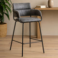 Grey Faux Leather Bar Chair with Cut-Out Back