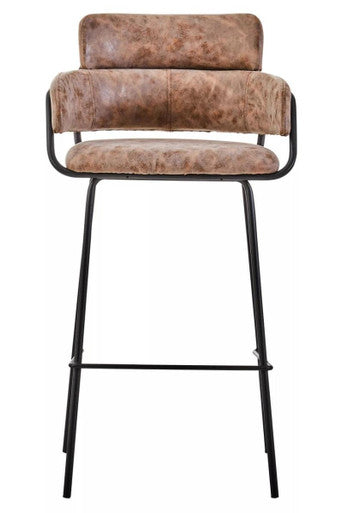 Brown Faux Leather Bar Chair