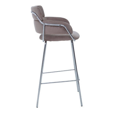 Mink Velvet Bar Chair with Sculpted Back