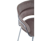 Mink Velvet Bar Chair with Sculpted Back