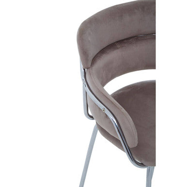 Mink Velvet Bar Chair with Sculpted Back