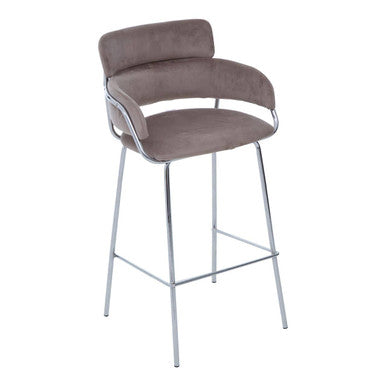 Mink Velvet Bar Chair with Sculpted Back