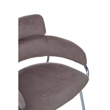 Mink Velvet Bar Chair with Sculpted Back