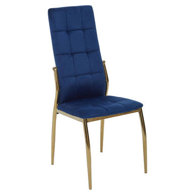 Blue Velvet High Back Dining Chair