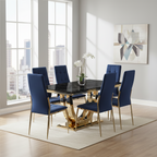 Blue Velvet High Back Dining Chair