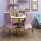Pink Velvet High Back Dining Chair