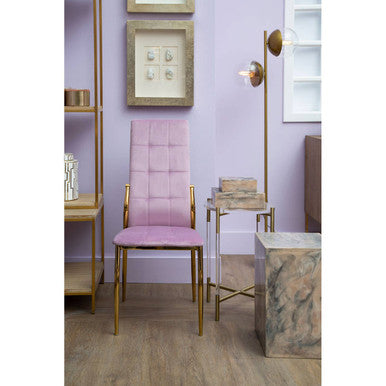 Pink Velvet High Back Dining Chair