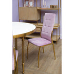 Pink Velvet High Back Dining Chair