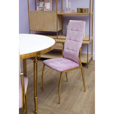 Pink Velvet High Back Dining Chair