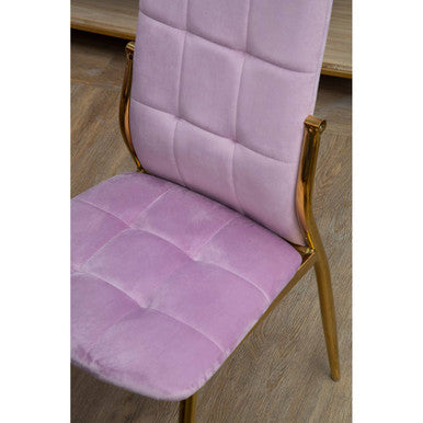 Pink Velvet High Back Dining Chair