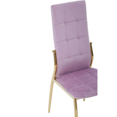 Pink Velvet High Back Dining Chair