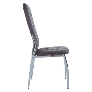 Grey Velvet High Back Dining Chair