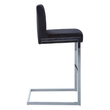 Black Velvet Bar Chair with Low Back