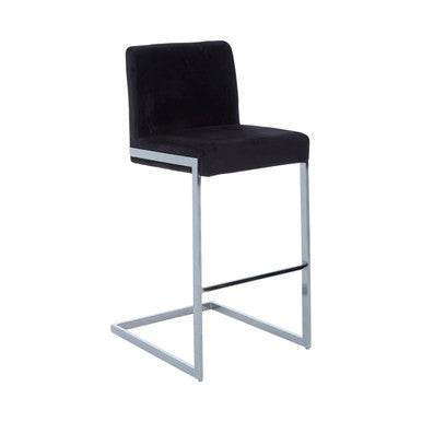 Black Velvet Bar Chair with Low Back