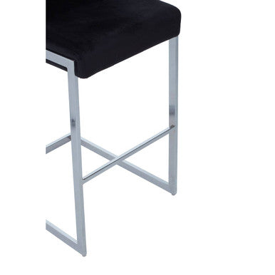Black Velvet Bar Chair with Low Back