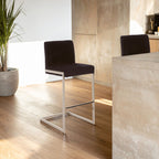 Black Velvet Bar Chair with Low Back