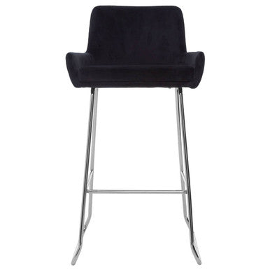 Black Velvet Bar Chair with Low Arms