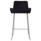 Black Velvet Bar Chair with Low Arms