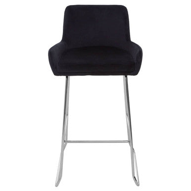 Black Velvet Bar Chair with Low Arms