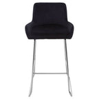 Black Velvet Bar Chair with Low Arms
