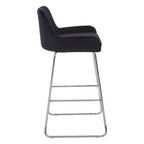 Black Velvet Bar Chair with Low Arms