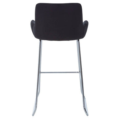 Black Velvet Bar Chair with Low Arms