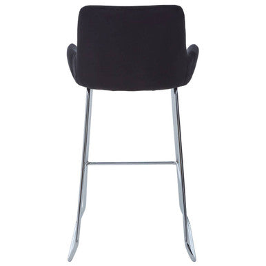 Black Velvet Bar Chair with Low Arms