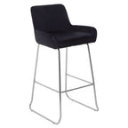 Black Velvet Bar Chair with Low Arms