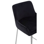 Black Velvet Bar Chair with Low Arms