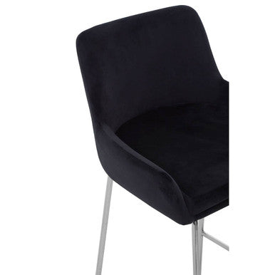 Black Velvet Bar Chair with Low Arms
