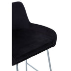 Black Velvet Bar Chair with Low Arms
