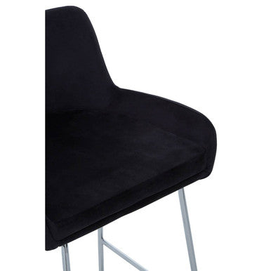 Black Velvet Bar Chair with Low Arms