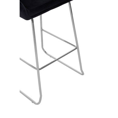 Black Velvet Bar Chair with Low Arms