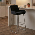 Black Velvet Bar Chair with Low Arms