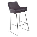 Grey Velvet Bar Chair with Low Arms