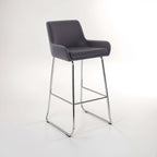 Grey Velvet Bar Chair with Low Arms