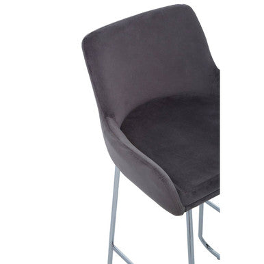Grey Velvet Bar Chair with Low Arms