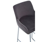 Grey Velvet Bar Chair with Low Arms