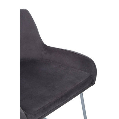 Grey Velvet Bar Chair with Low Arms